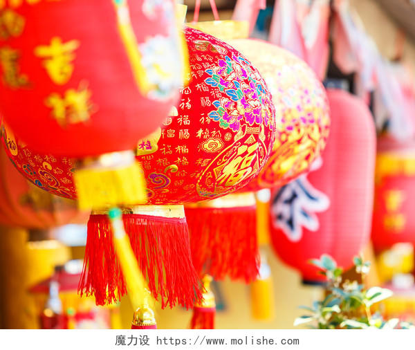 中国传统文化的红灯笼买年货年货节